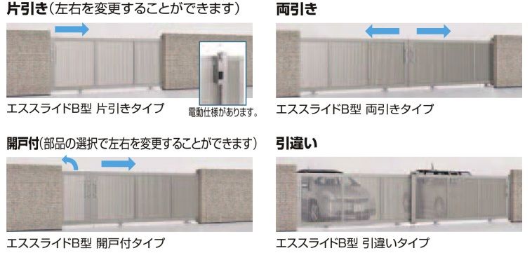LIXIL　エススライド　片引き　両引き　開戸付　引違い