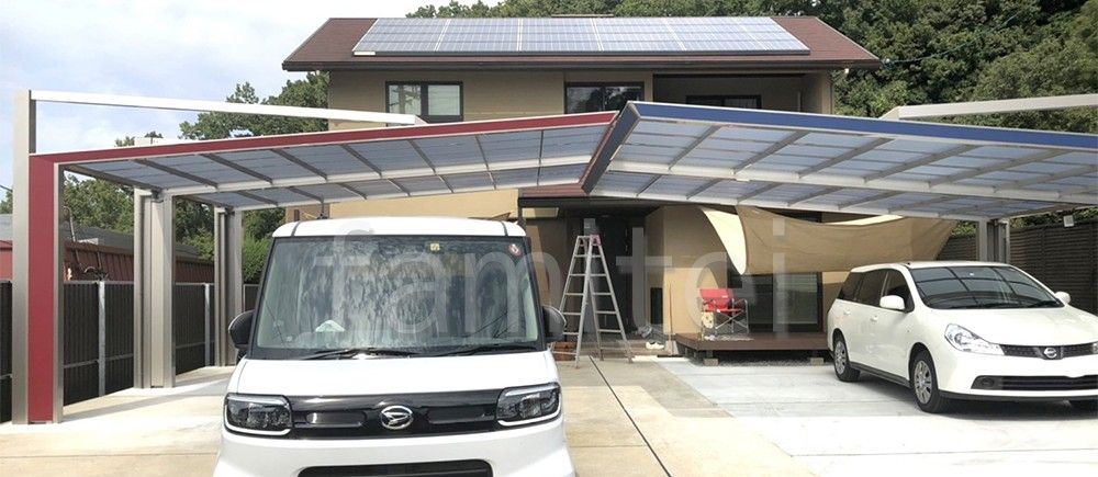 後方柱カーポート　四国化成　マイポートNext　施工例