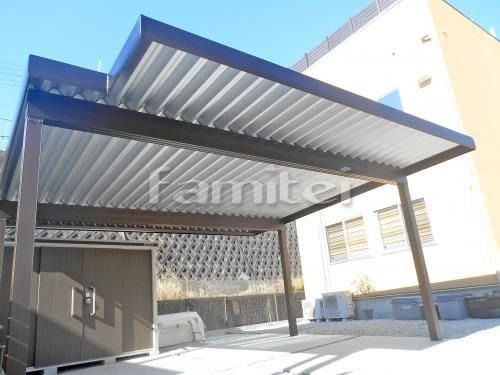 積雪カーポート スノーポート50 折板屋根 横2台用(ワイド ツイン) F型フラット屋根 特殊加工 隅切り加工 積雪カーポート スノーポート50 折板屋根 横2台用(ワイド ツイン) F型フラット屋根 特殊加工 隅切り加工