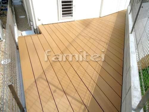 人工木ウッドデッキ LIXILリクシル 樹ら楽ステージ(きらら) 特殊加工 斜めカット 変形地設置 人工木ウッドデッキ LIXILリクシル 樹ら楽ステージ(きらら) 特殊加工 斜めカット 変形地設置