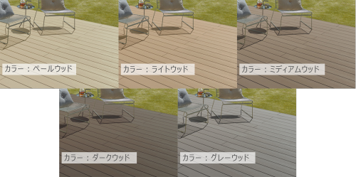 LIXIL：樹ら楽ステージ 人工木ウッドのカラーバリエーション