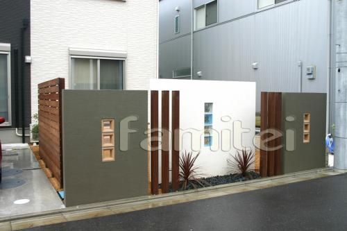 ガラスブロック　塗り壁　角柱