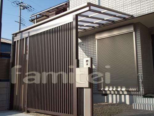 目隠し格子　木製調　日除け