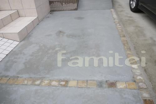 土間コンにラインとしてピンコロ石