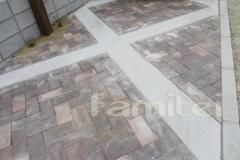 駐車場床　レンガ敷き