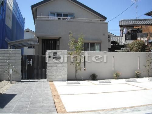 外構　門周り　植栽