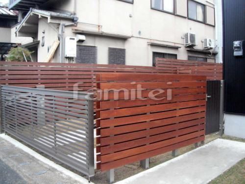 目隠しフェンス　木目・木製調