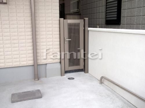 狭い所にも門扉設置可能