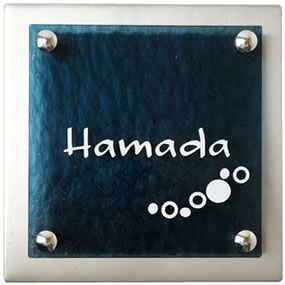 ガラス表札イリスキット ティールブルー