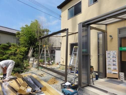 激安ファミテイ オリジナルサンルーム 前面フレーム完成 alt=