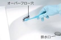 オーバーフロー穴、排水口のイメージ