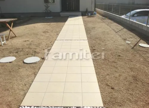 東大阪市　新築セミクローズ外構 ライフモダンSA型門扉　リウッドデッキ