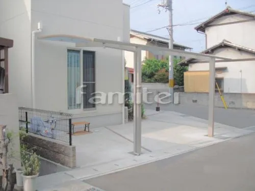 揖保郡太子町 エクステリア工事 カーポート YKKAP レイナポートグラン 1台用(単棟) R型アール屋根