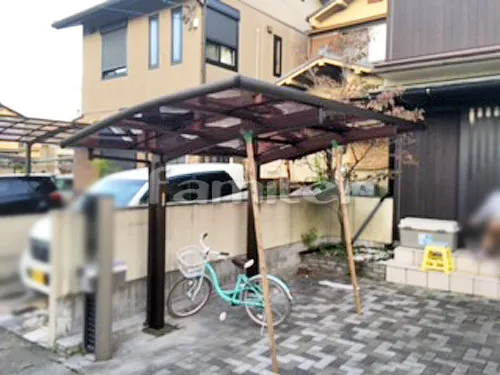 京都市山科区 エクステリア工事 カーポート YKKAP レイナポートグラン 1台用(単棟) R型アール屋根