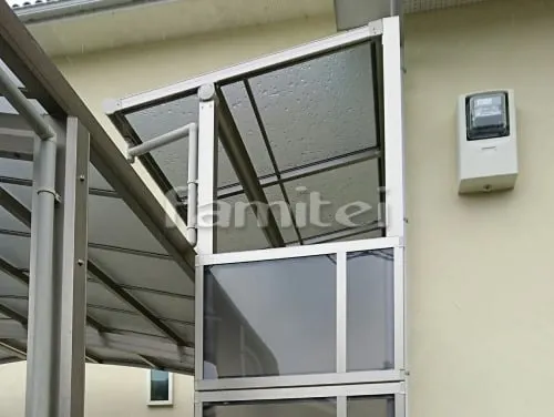 三田市 エクステリア工事 雨除け屋根 フラットテラス屋根 1階用 F型 目隠しパネル(前面 正面)3段