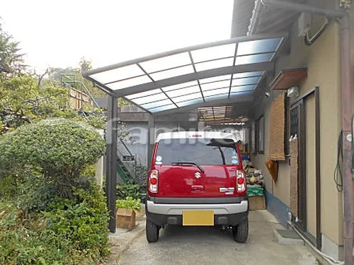 生駒市 エクステリア工事 カーポート LIXILリクシル ネスカR 1台用(単棟) R型アール屋根