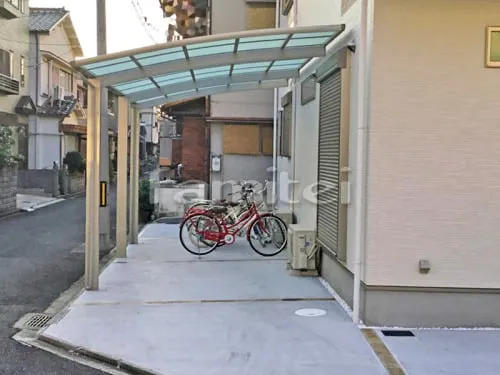 東大阪市 エクステリア工事 カーポート YKKAP レイナポートグラン 1台用(単棟) R型アール屋根