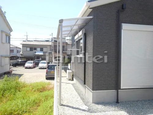 明石市 エクステリア工事 洗濯干し屋根 フラットテラス屋根 1階用 F型 物干し