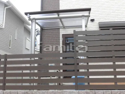 宝塚市 外構工事 洋風門柱 塗り壁 四国化成 美ブロHG塗装 レンガ笠木 カーポート フェンス テラス屋根 