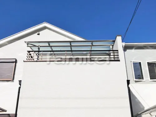 八尾市 エクステリア工事 ベランダ屋根 フラットテラス屋根 2階用 F型 物干し