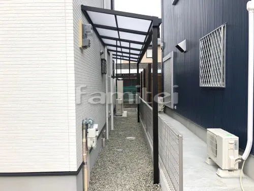 岸和田市 エクステリア工事 洗濯干し屋根 YKKAP ソラリアF 1階用 F型フラット屋根 物干し