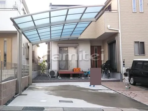 茨木市 エクステリア工事 カーポート YKKAP レイナポートグラン 1台用(単棟) R型アール屋根