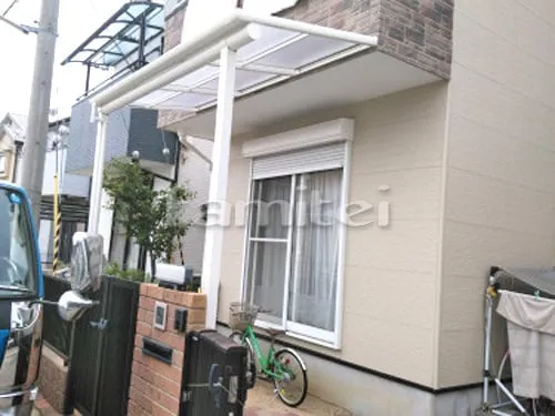 加古郡播磨町 エクステリア工事 雨除け屋根 YKKAP ソラリアF 1階用 F型フラット屋根　柱なし雨除け屋根 YKKAP ソラリアF 柱なし F型フラット屋根
