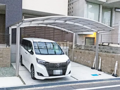 富田林市 エクステリア工事 カーポート YKKAP レイナポートグラン 横2台用(ワイド ツイン) R型アール屋根