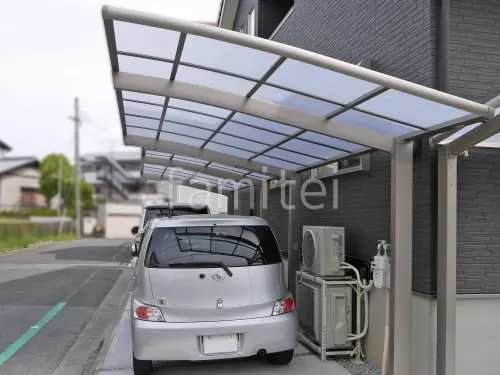 三郷町 新築ベーシック オープン外構 目隠しフェンス塀 LIXILリクシル プラスG Gフレーム Gスクリーン 自転車バイク屋根 ネスカR 駐輪場屋根 サイクルポート