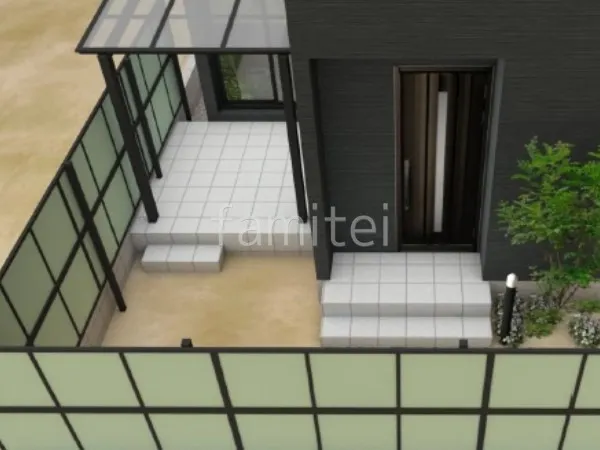 採光フェンス　タイルデッキ　テラス屋根