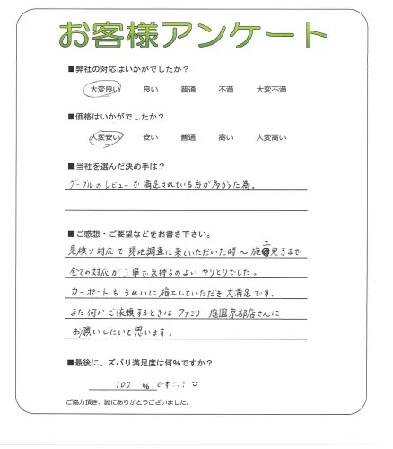手書きアンケート