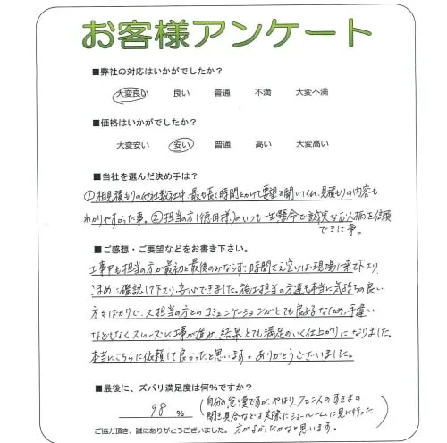 手書きアンケート