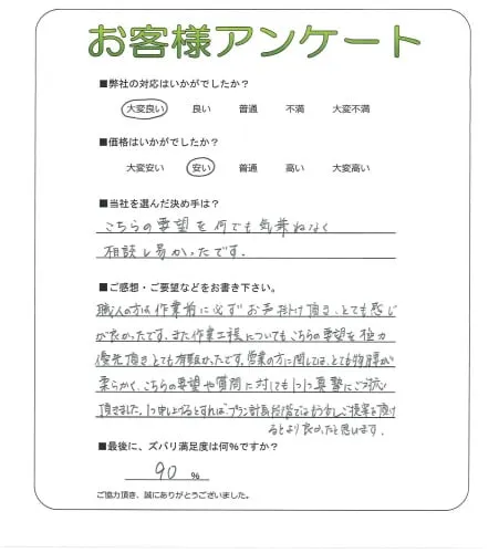 手書きアンケート