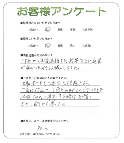 手書きアンケート