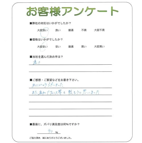 手書きアンケート
