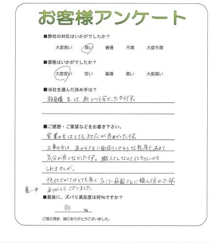 手書きアンケート