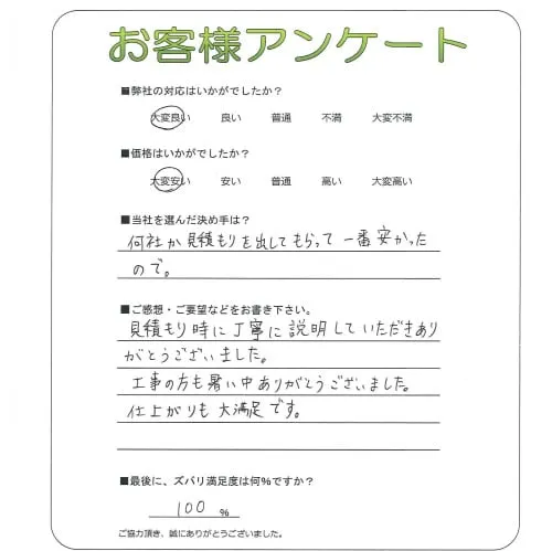 手書きアンケート