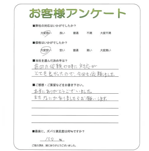 手書きアンケート